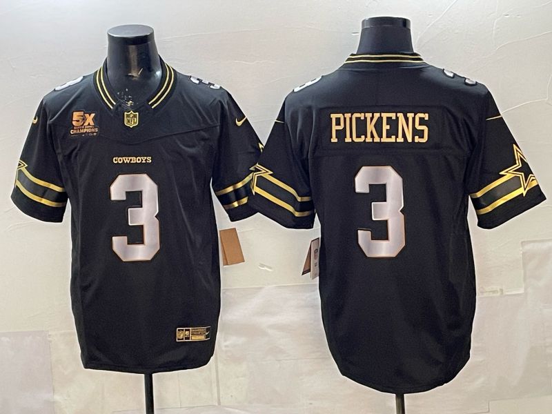 Men 2026 Dallas Cowboys #3 Pickens Black gold 6th generation Nike Limited NFL Jersey style 02